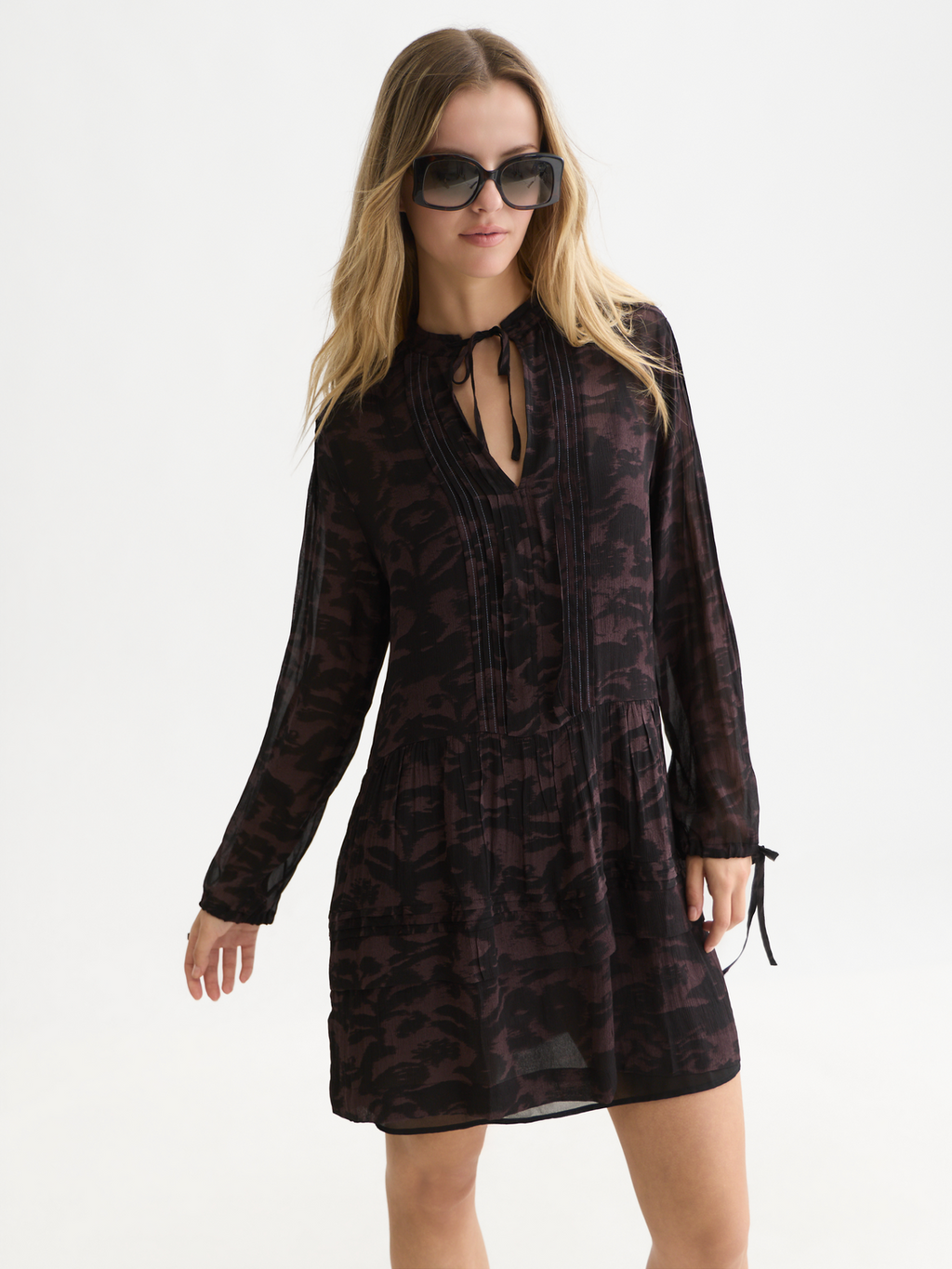Printed Chiffon Mini Dress