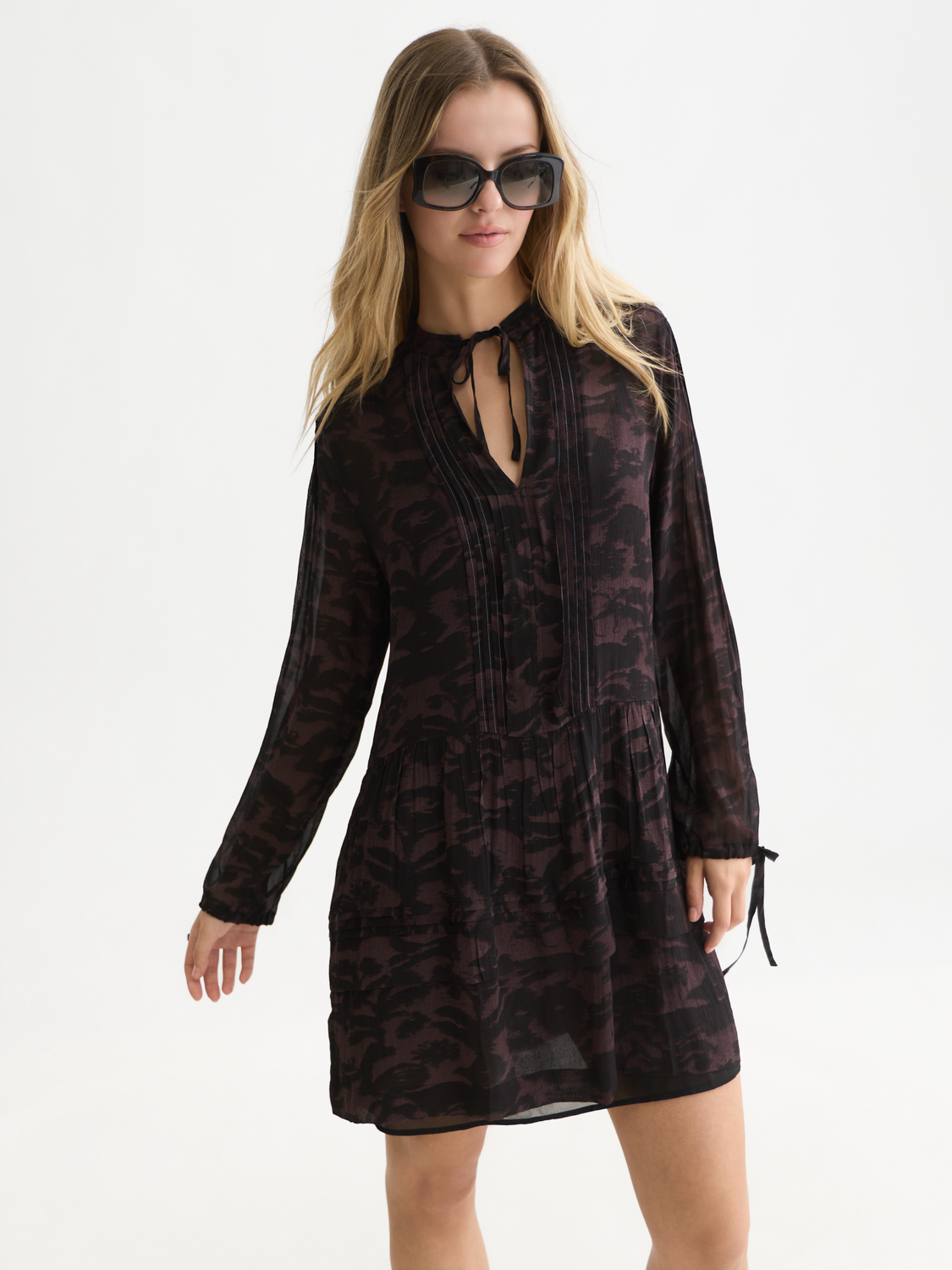 Printed Chiffon Mini Dress