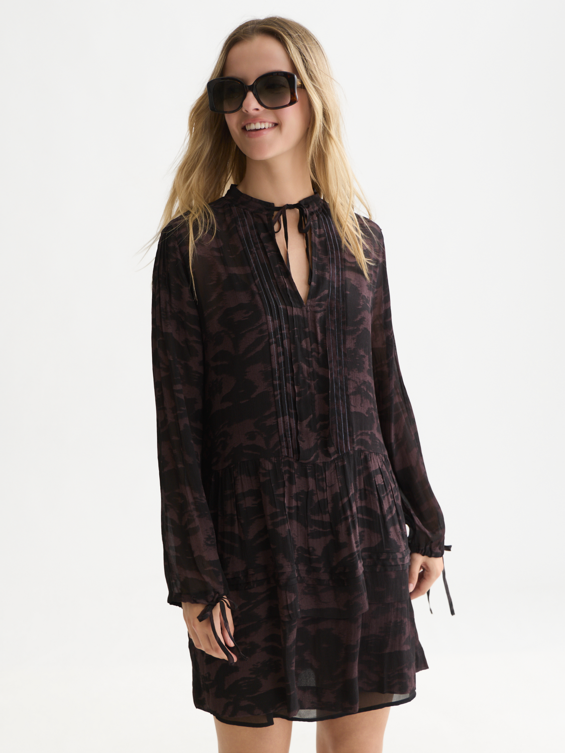 Printed Chiffon Mini Dress