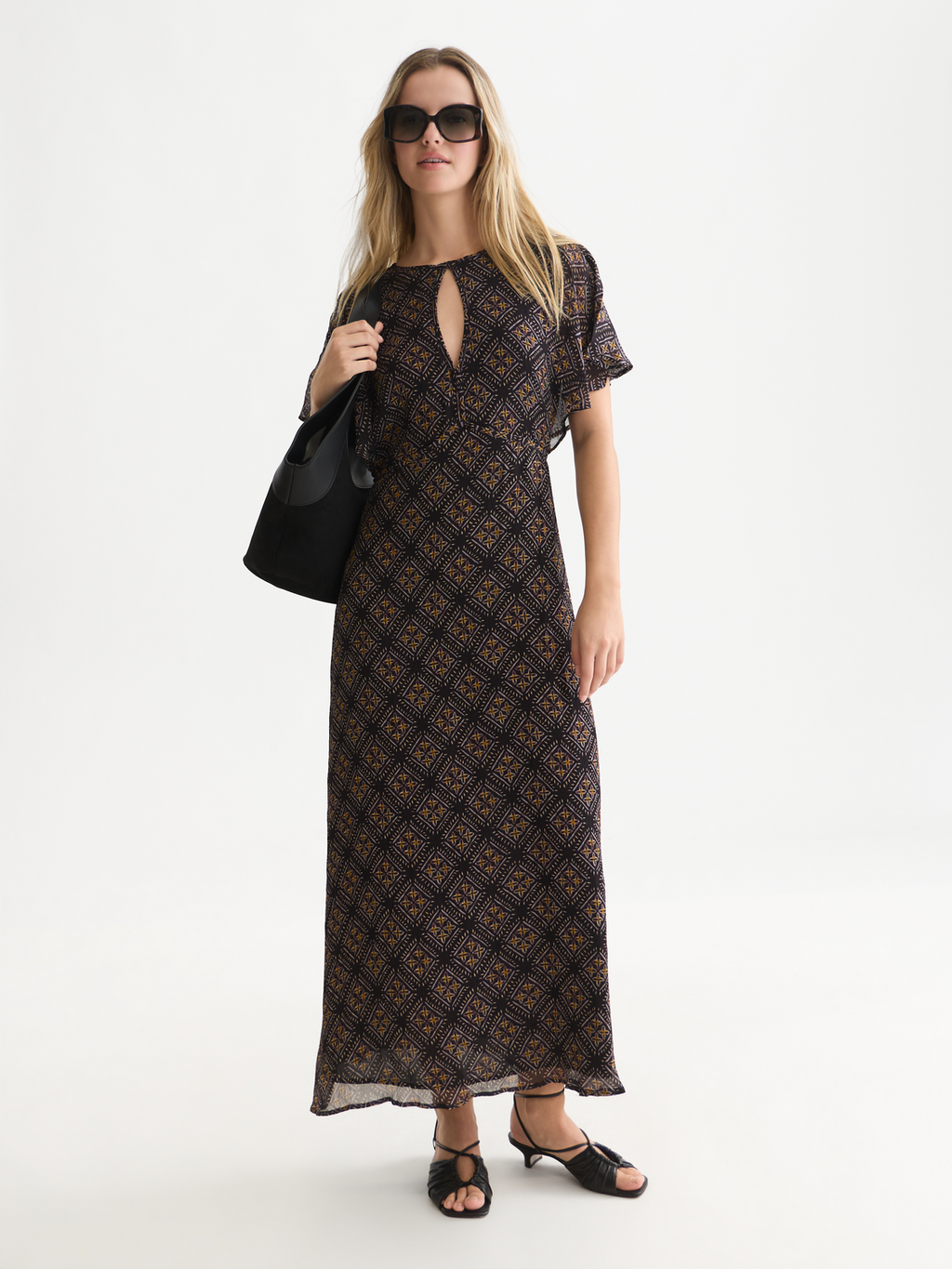 Printed Chiffon Ankle-Length Dress