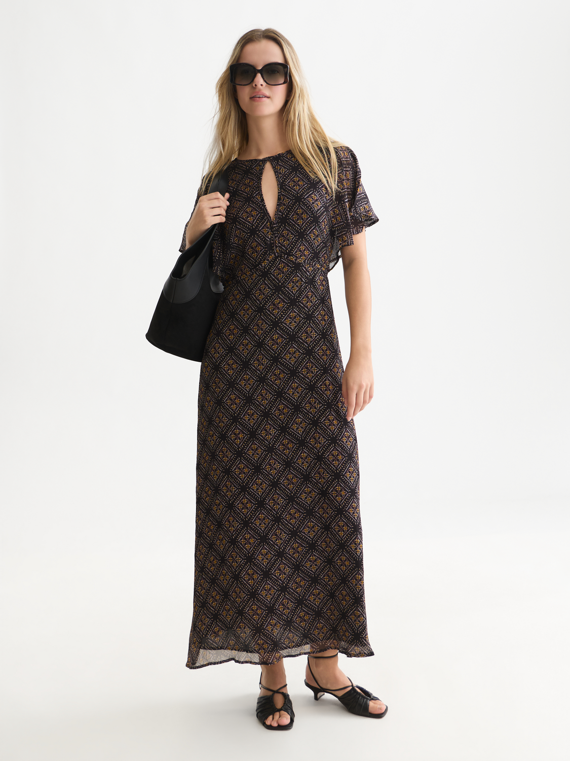 Printed Chiffon Ankle-Length Dress
