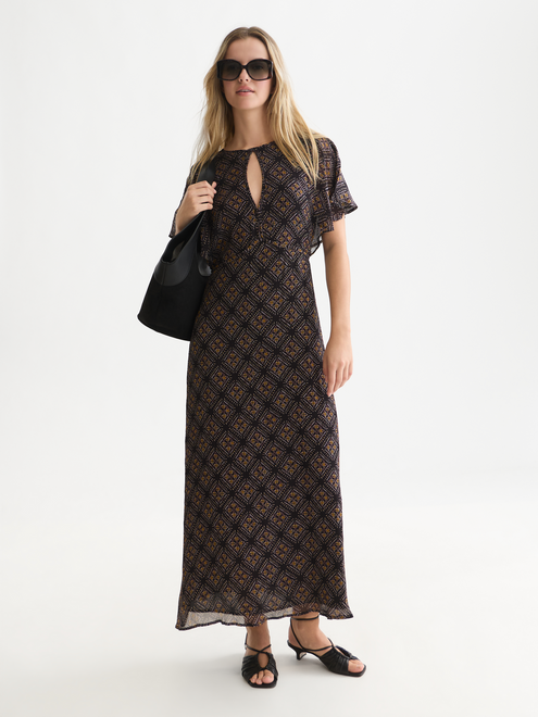 Printed Chiffon Ankle-Length Dress
