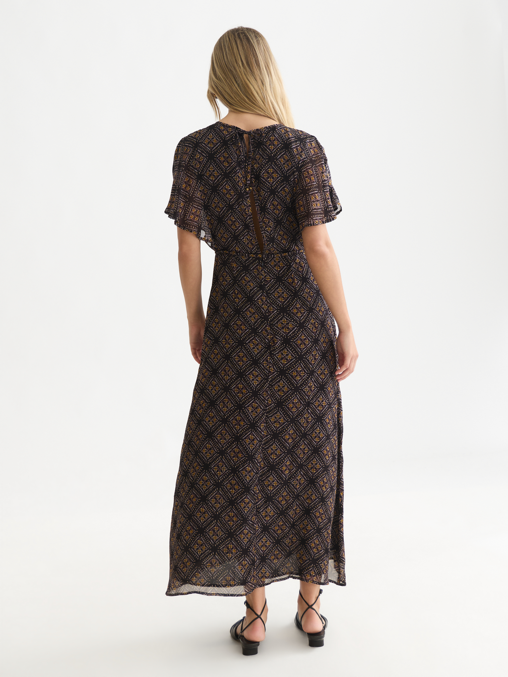 Printed Chiffon Ankle-Length Dress