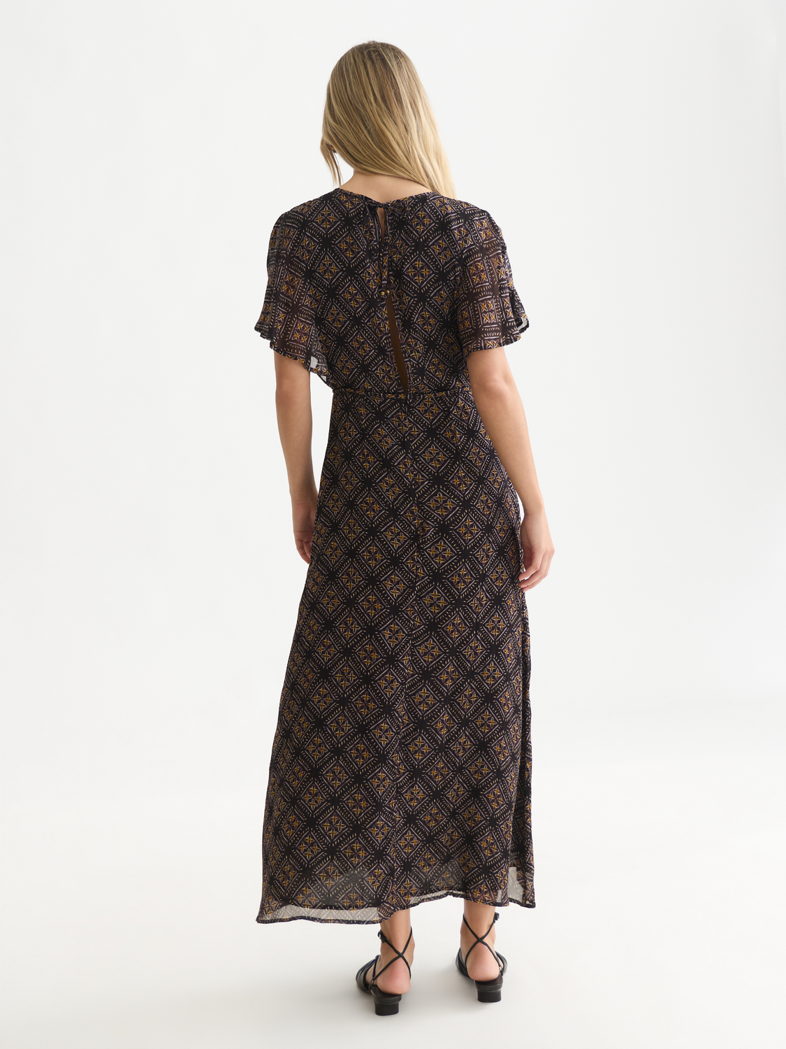 Printed Chiffon Ankle-Length Dress