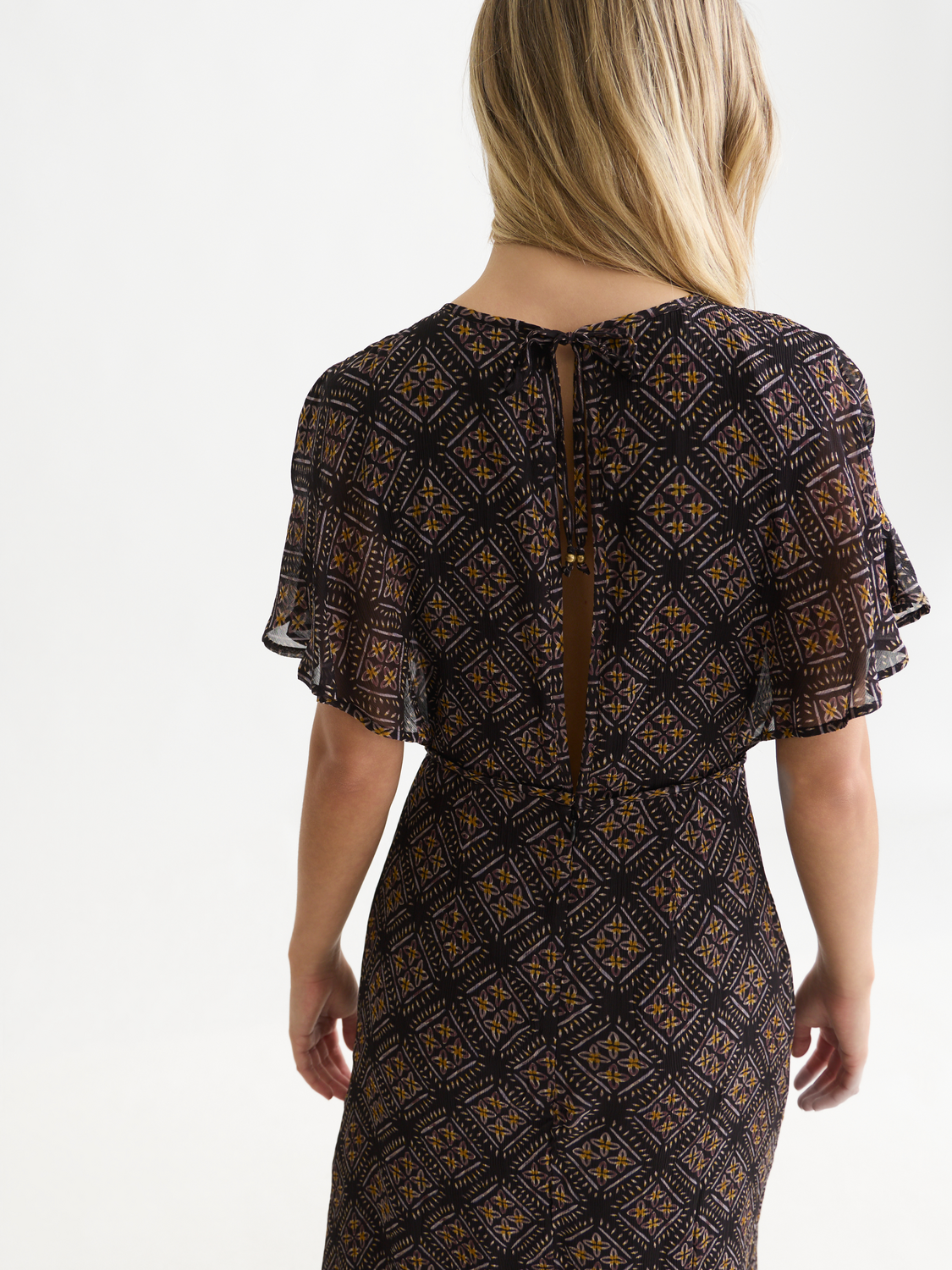 Printed Chiffon Ankle-Length Dress