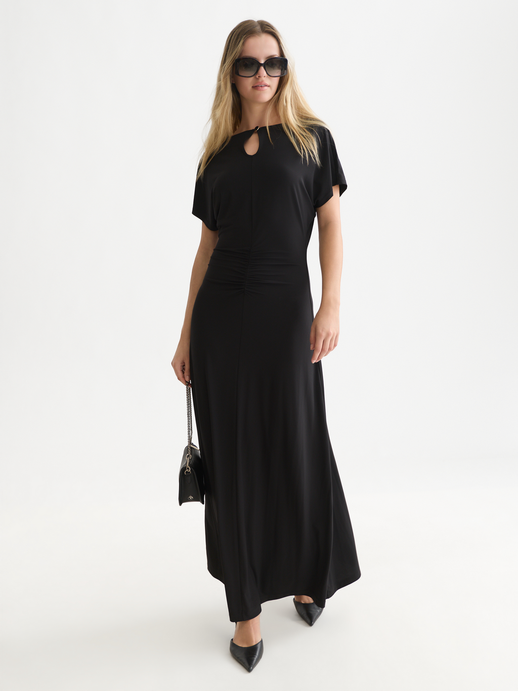 Ruched Batwing Maxi Dress