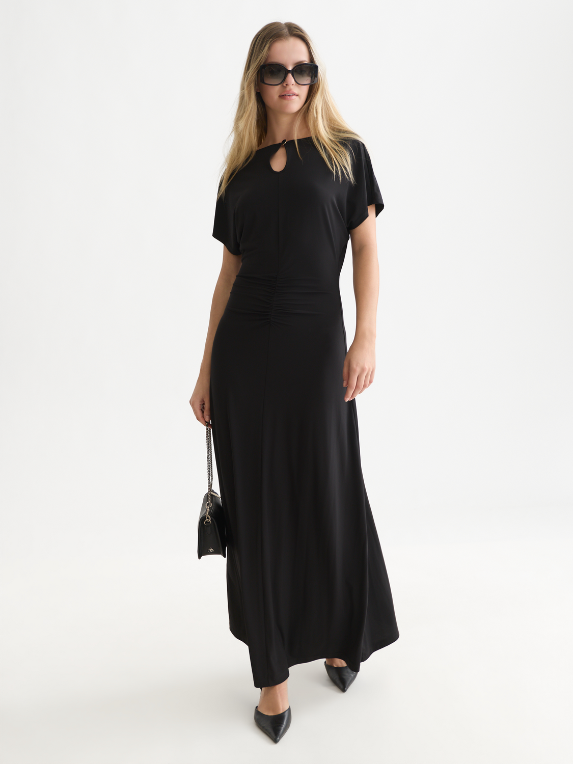 Ruched Batwing Maxi Dress