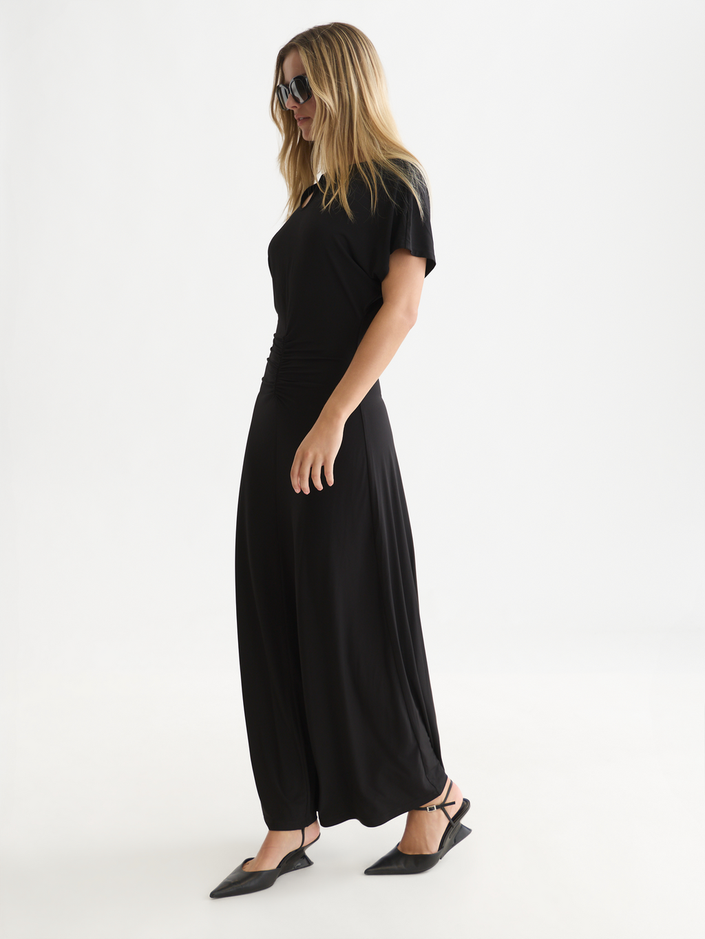Ruched Batwing Maxi Dress