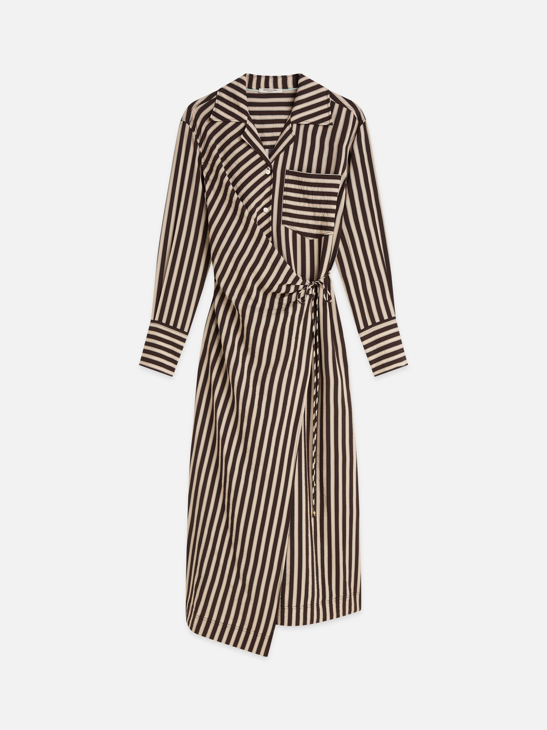 Striped Wrap Ankle Length Dress