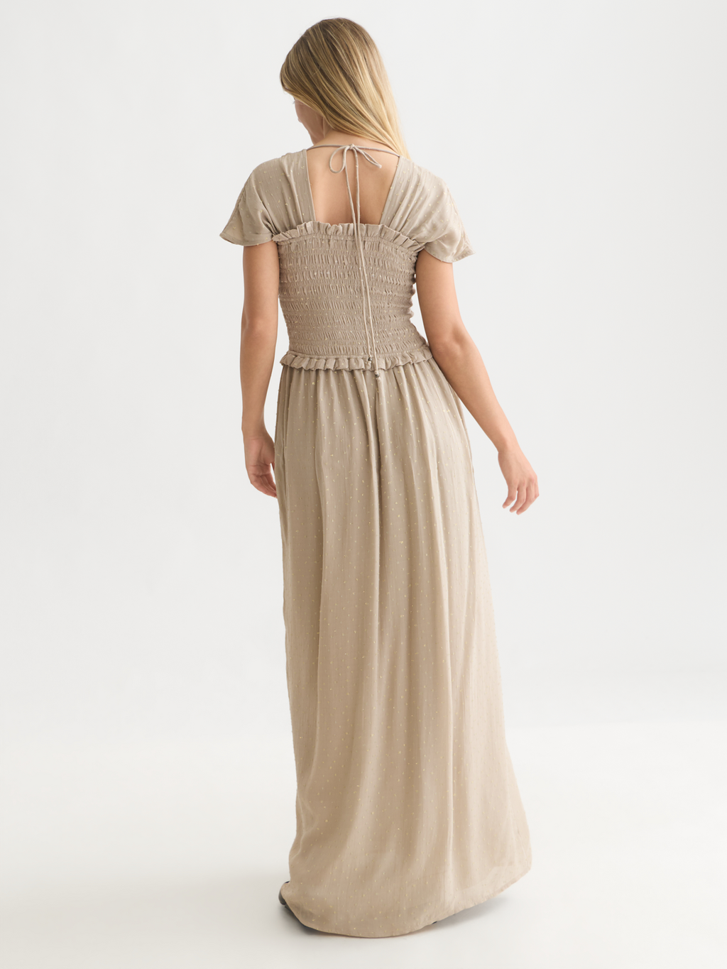 Fil Coupé Smocked Ankle-Length Dress