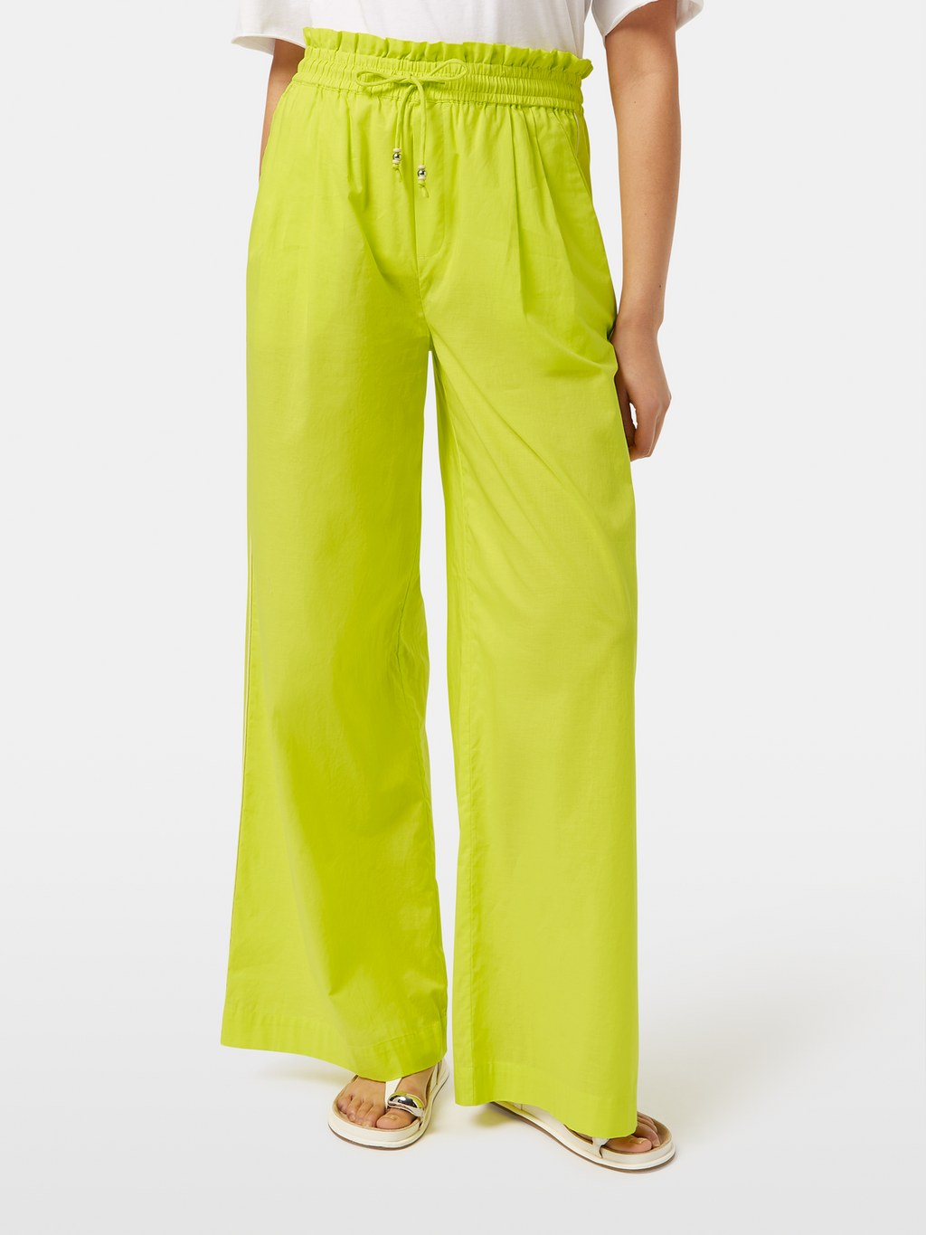Cotton Voile High-Rise Wide-Leg Pant