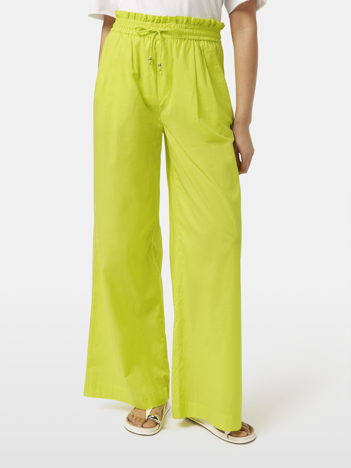 Cotton Voile High-Rise Wide-Leg Pant