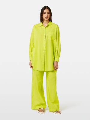 Cotton Voile High-Rise Wide-Leg Pant