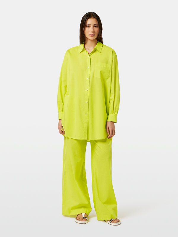 Cotton Voile High-Rise Wide-Leg Pant