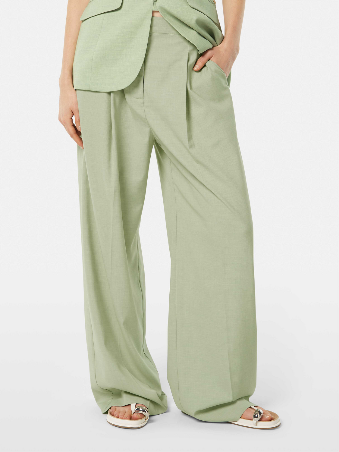 Pantalon Rose taille haute à jambes larges