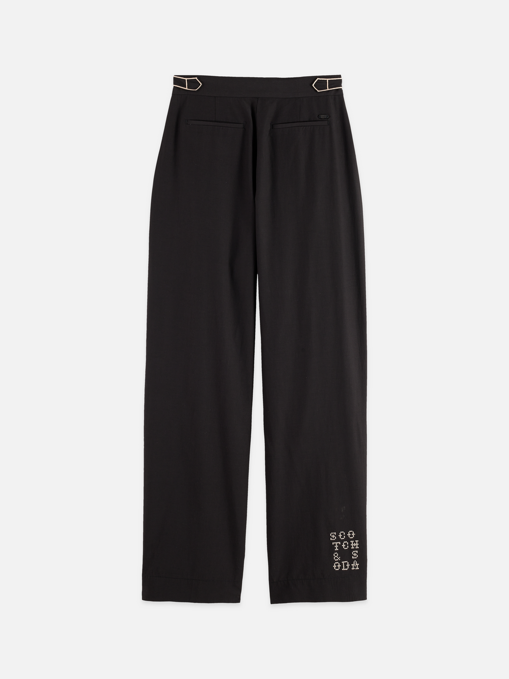 Quinn - Mid Rise Wide Leg Pants With Cross-Stitching