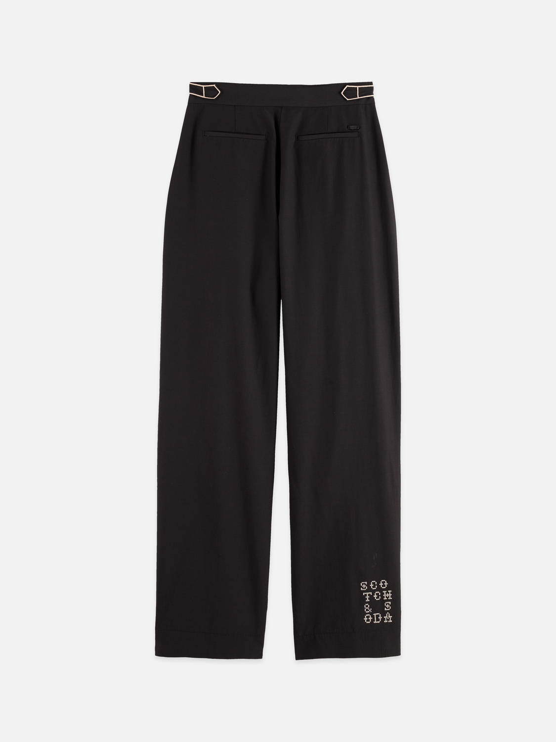 Quinn - Mid Rise Wide Leg Pants With Cross-Stitching