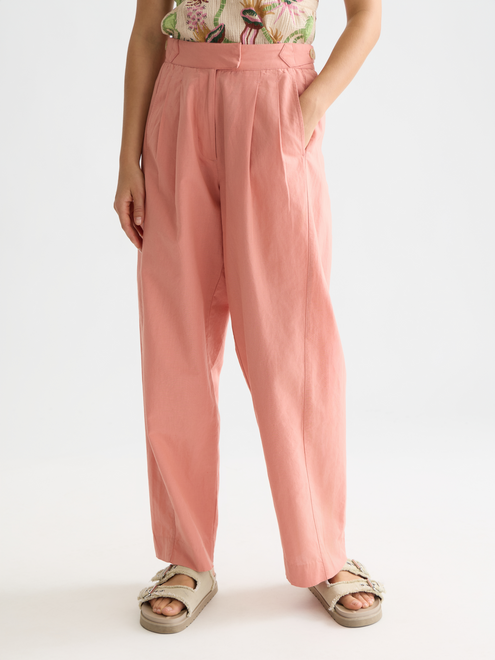 Quinn - Mid Rise Wide Leg Linen Cotton Pants