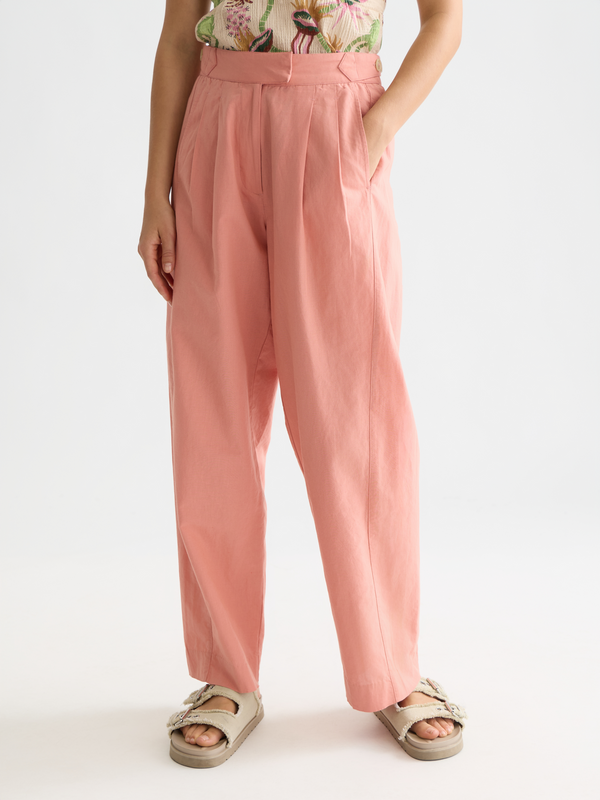 Quinn - Mid Rise Wide Leg Linen Cotton Pants