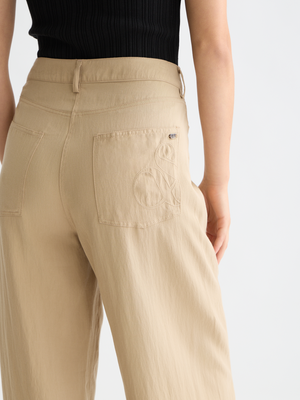 Lotus - Twill High Rise Barrel Leg Pants