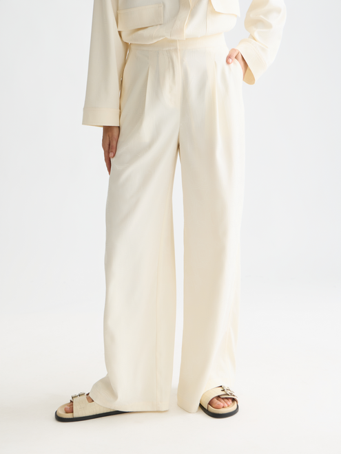 Eleni - Jaquard High Rise Wide Leg Pyjama Pants