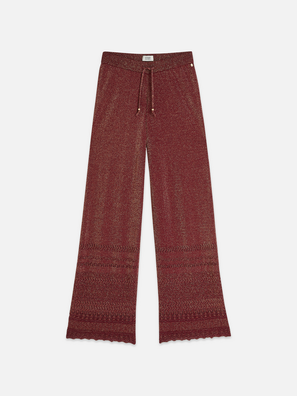 Metallic Pointelle Knitted Trousers