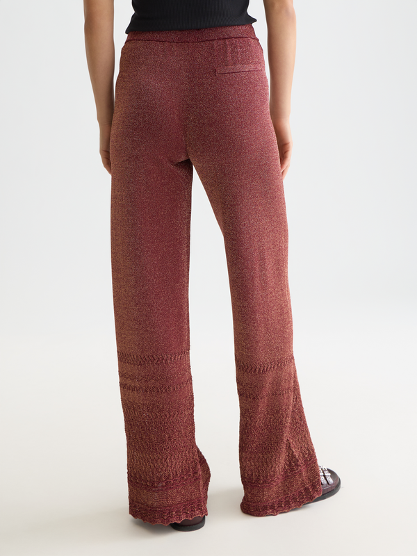Metallic Pointelle Knitted Trousers