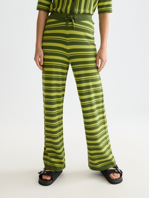 Pantalon en maille à rayures texturées