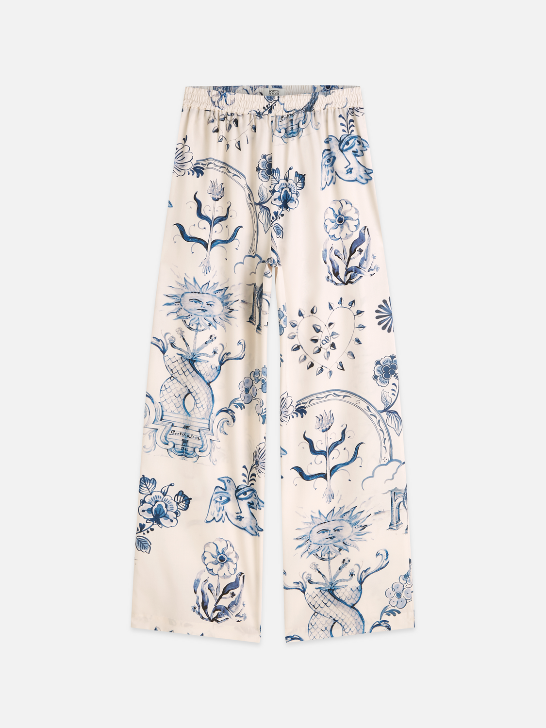 Scotch & Soda x Royal Delft Gia Mid-Rise Wide-Leg Printed Pants