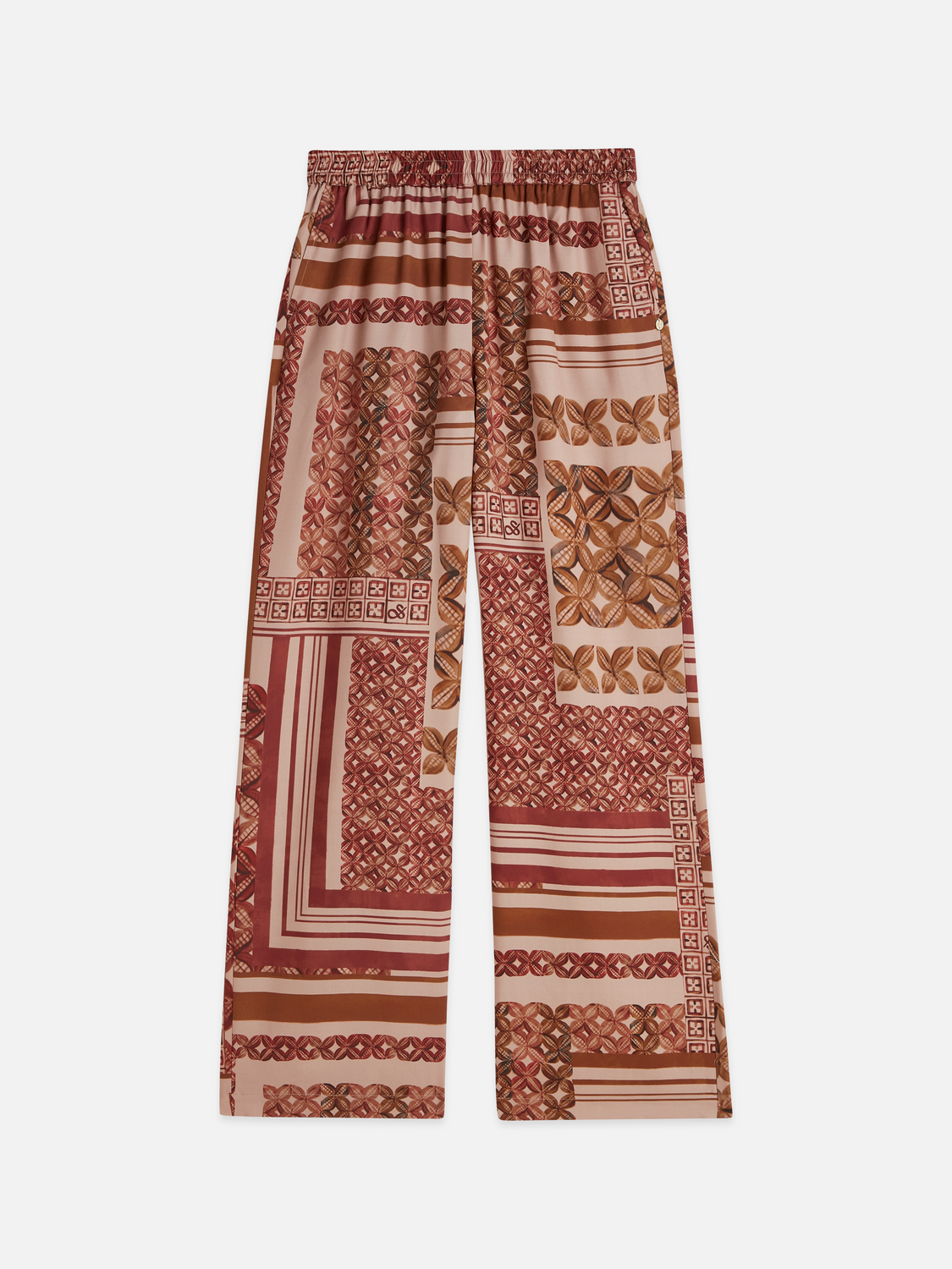 Gia Mid-Rise Wide-Leg Printed Pull-On Pants