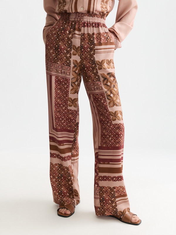 Gia Mid-Rise Wide-Leg bedruckte Schlupfhose