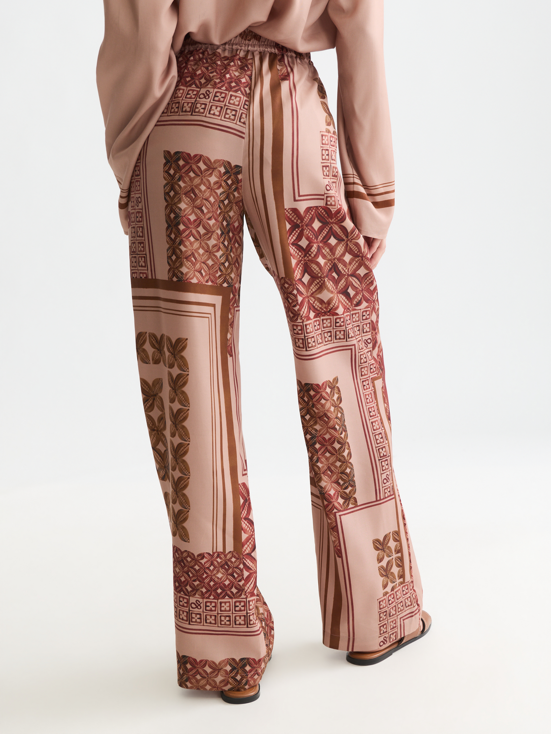 Gia Mid-Rise Wide-Leg Printed Pull-On Pants