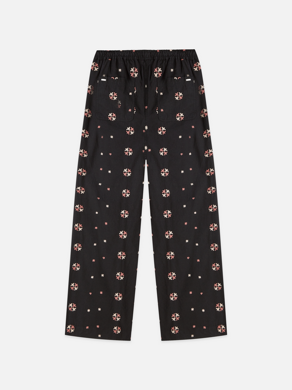 Noa High-Rise Wide-Leg Embroidered Pull-On Pants