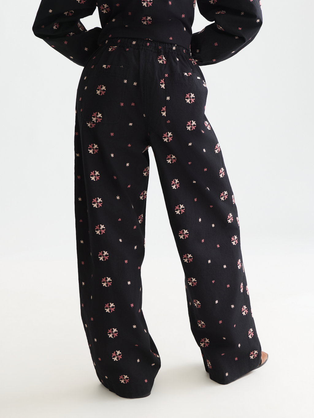 Noa High-Rise Wide-Leg Embroidered Pull-On Pants