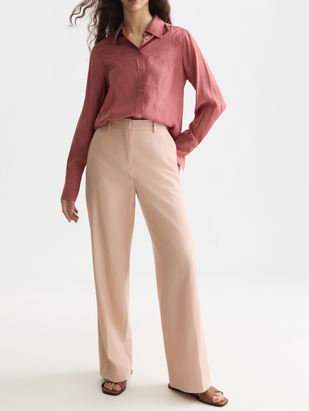 Edie - High-Rise Wide-Leg Gabardine Pants