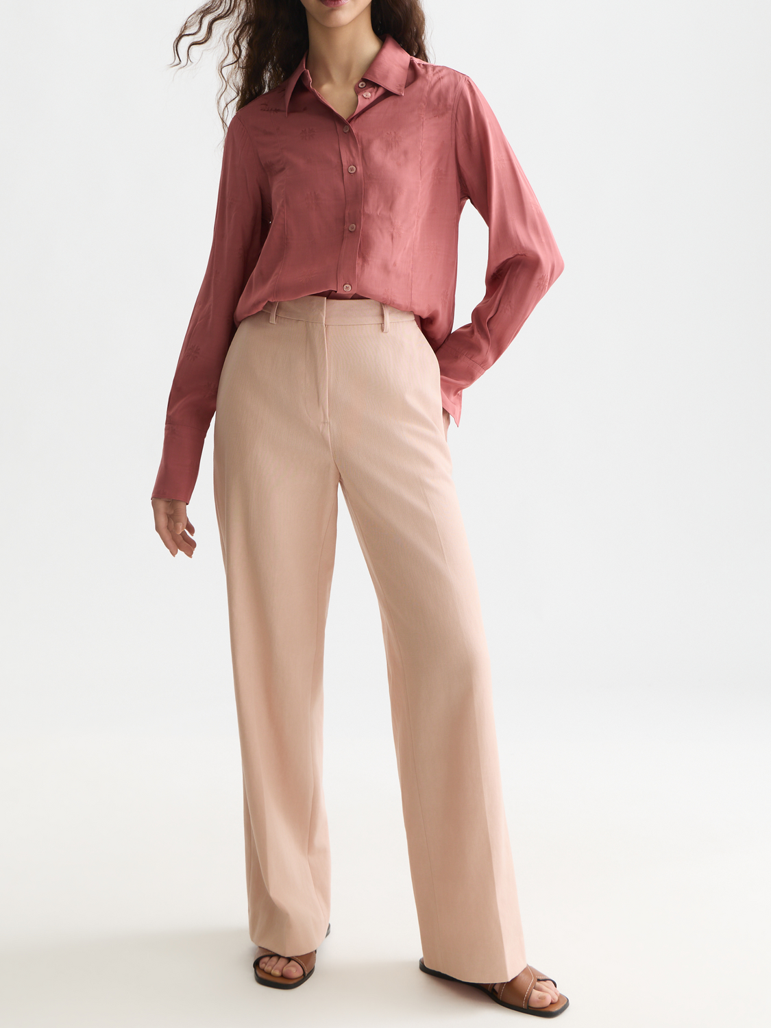 Edie - High-Rise Wide-Leg Gabardine Pants