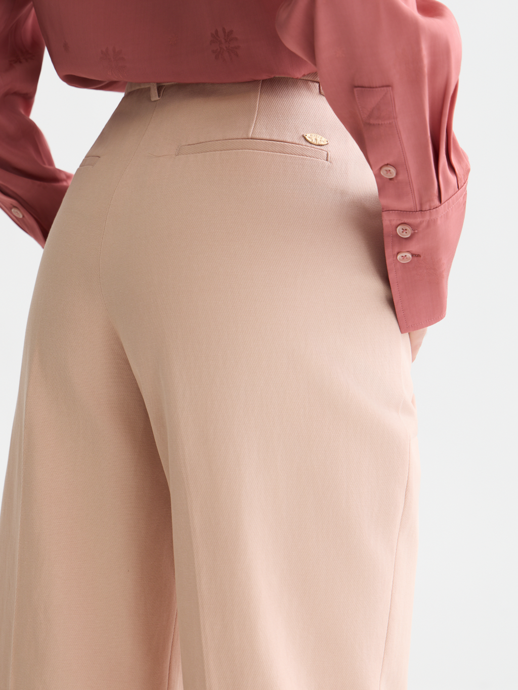 Edie - High-Rise Wide-Leg Gabardine Pants