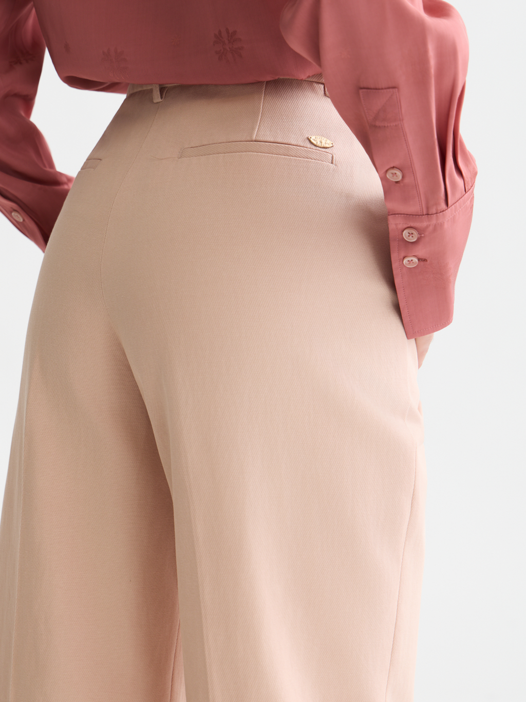 Edie - High-Rise Wide-Leg Gabardine Pants