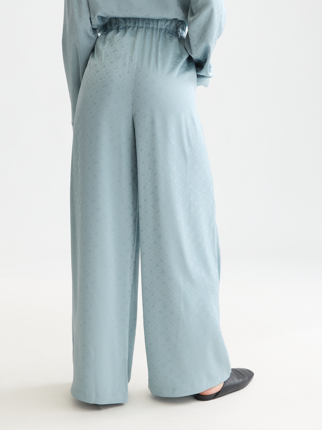 Eleni - High-Rise Wide-Leg Jacquard Pants