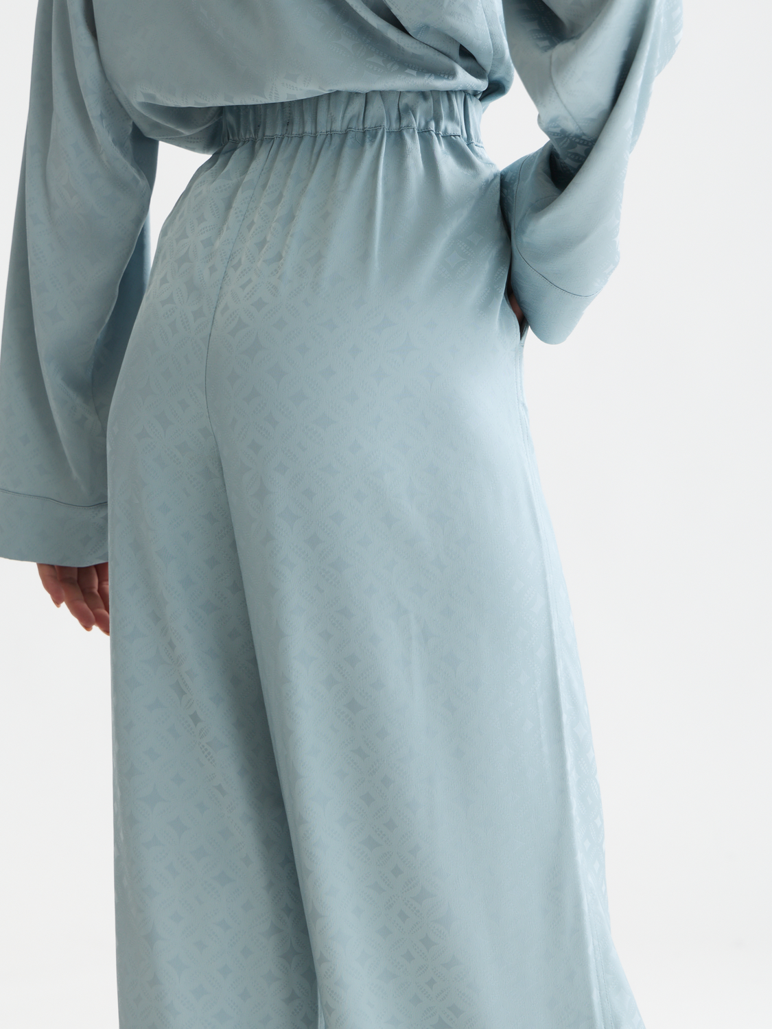 Eleni - High-Rise Wide-Leg Jacquard Pants