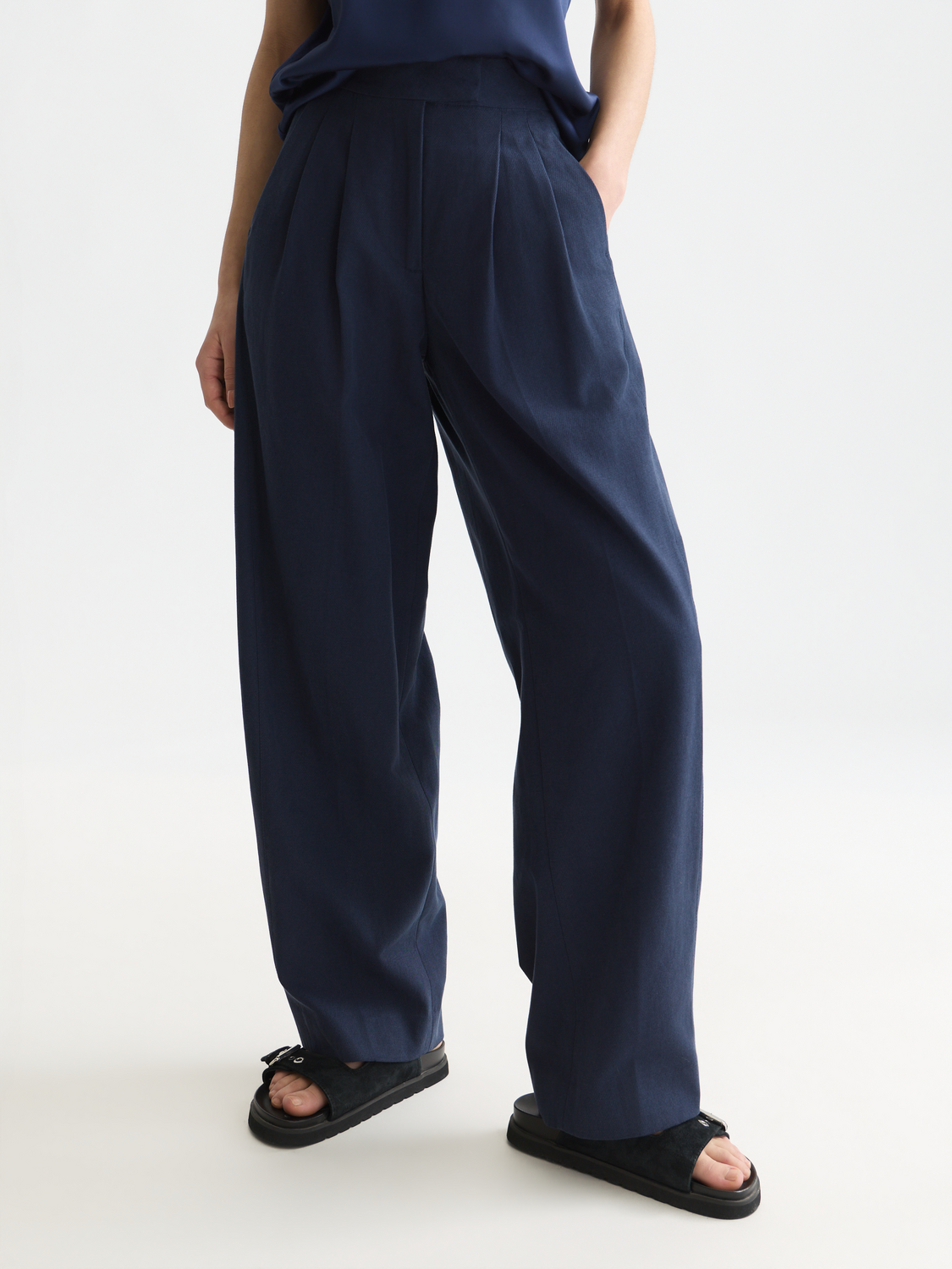 Quinn - Mid-Rise Wide-Leg Gabardine Pants