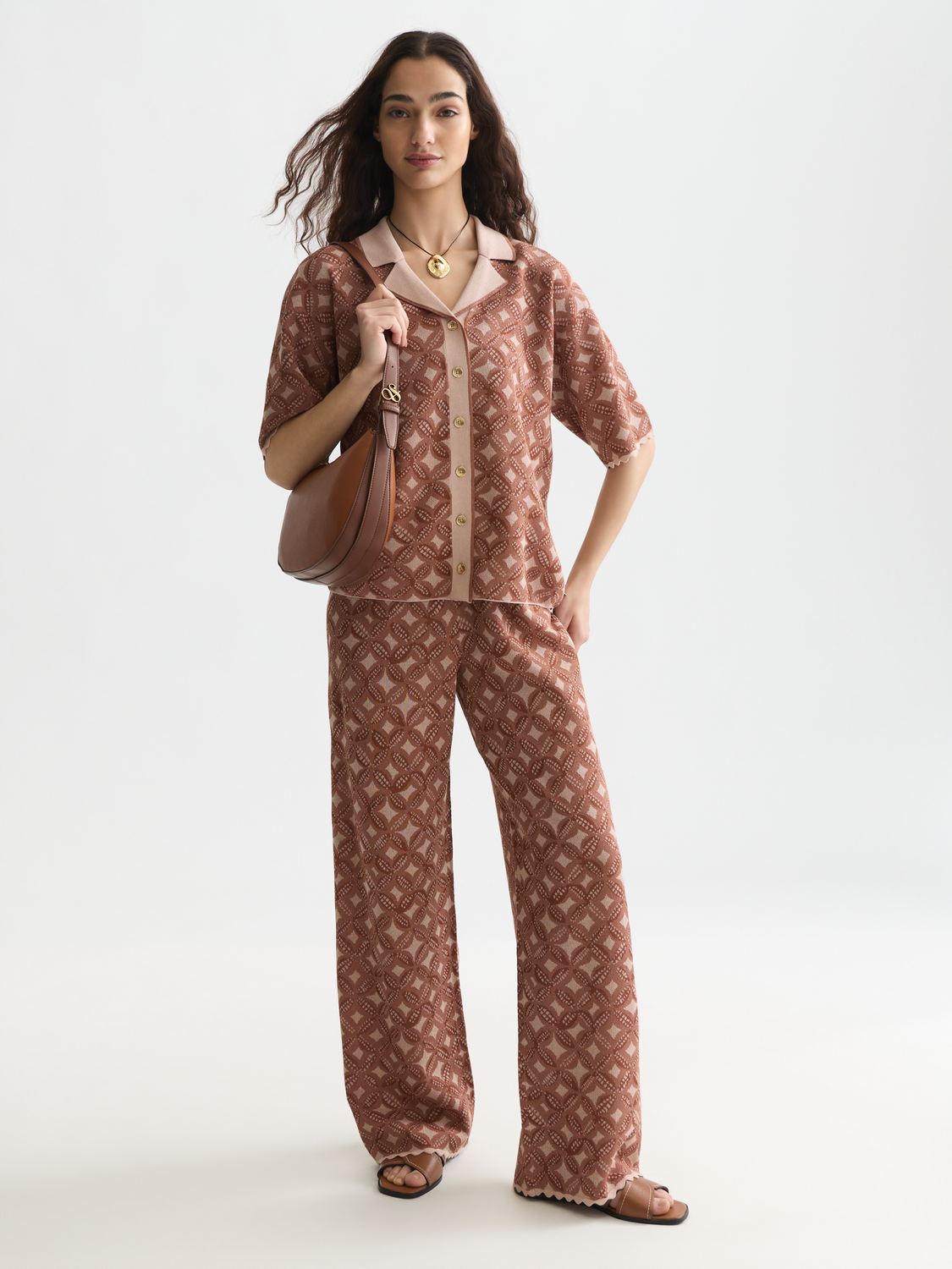 Jacquard Knitted Relaxed-Fit Trousers