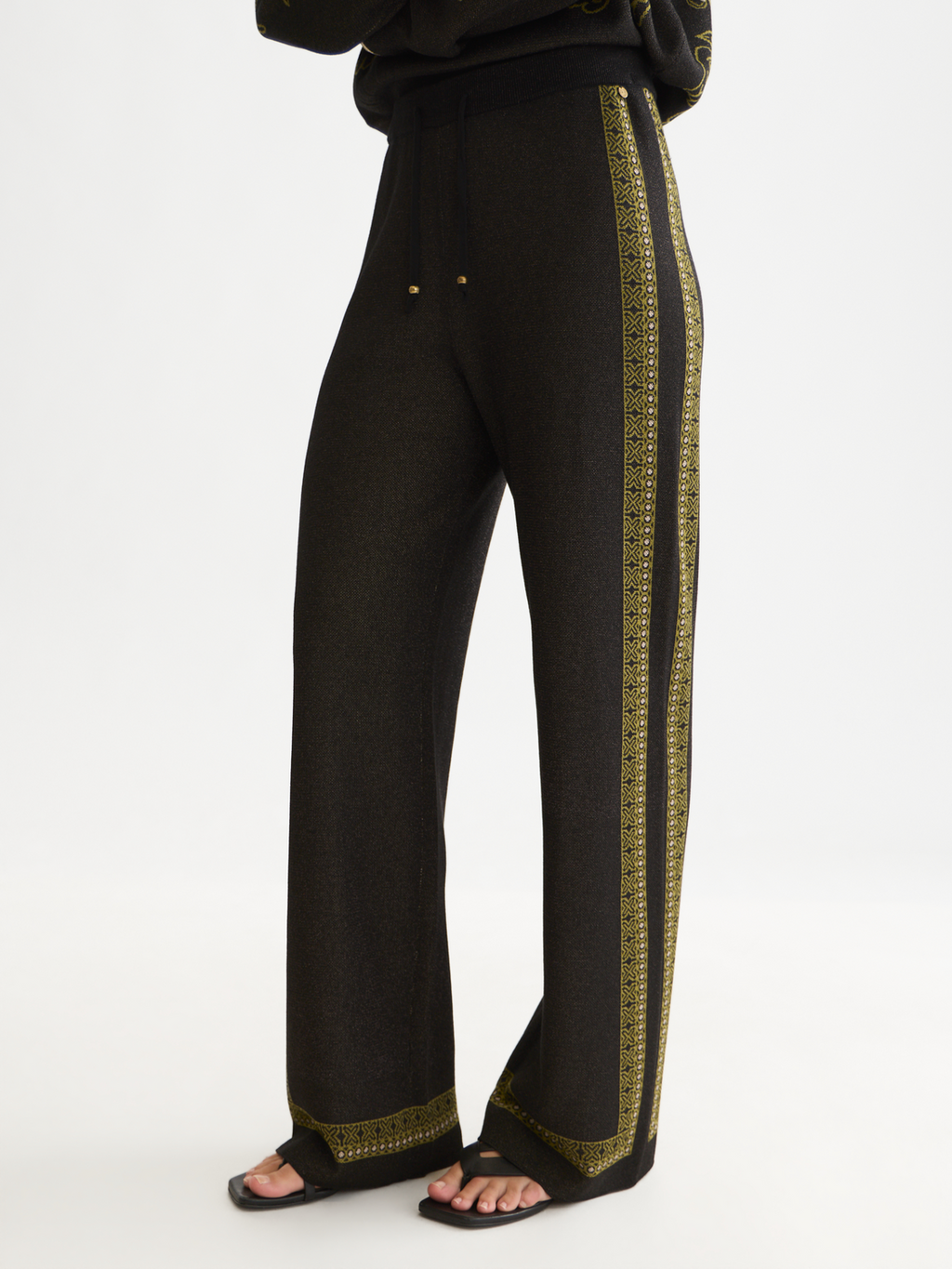 Pantalon relax en maille jacquard