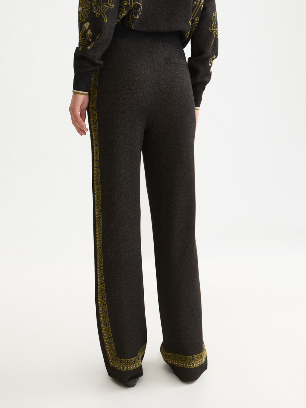Pantalon relax en maille jacquard