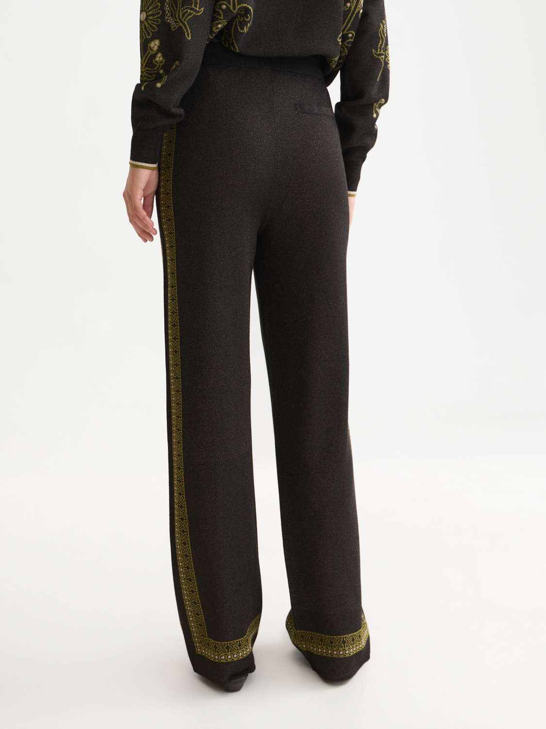 Pantalon relax en maille jacquard