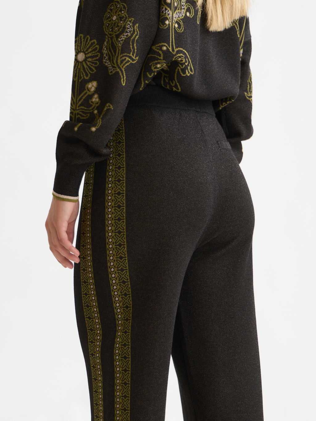 Pantalon relax en maille jacquard