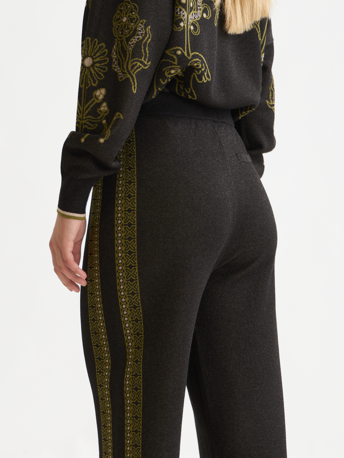 Pantalon relax en maille jacquard