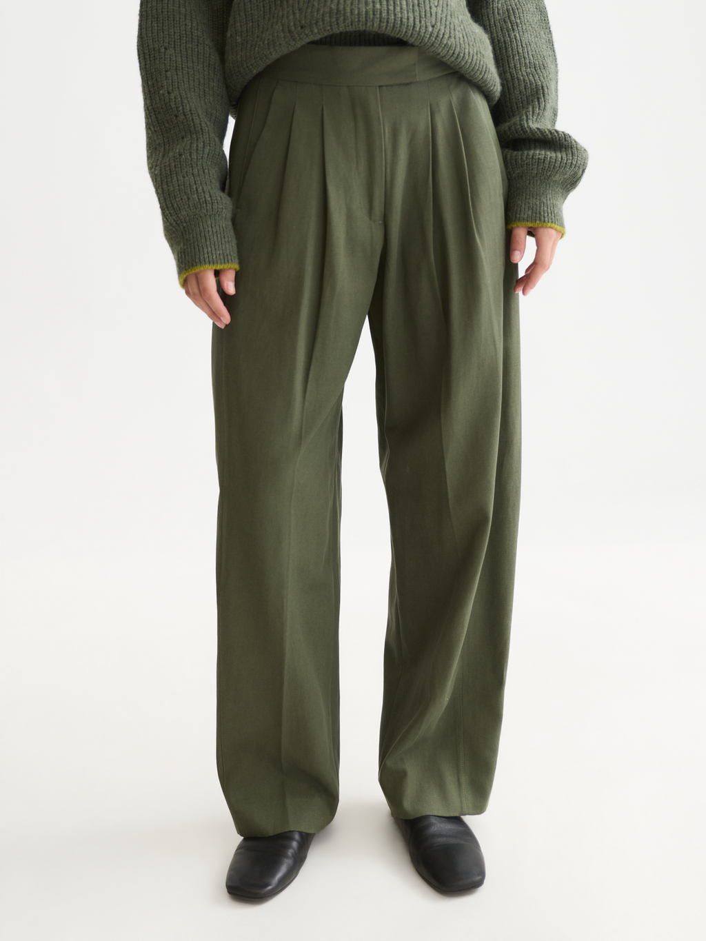 Quinn - Mid-Rise Wide-Leg Gabardine Pants
