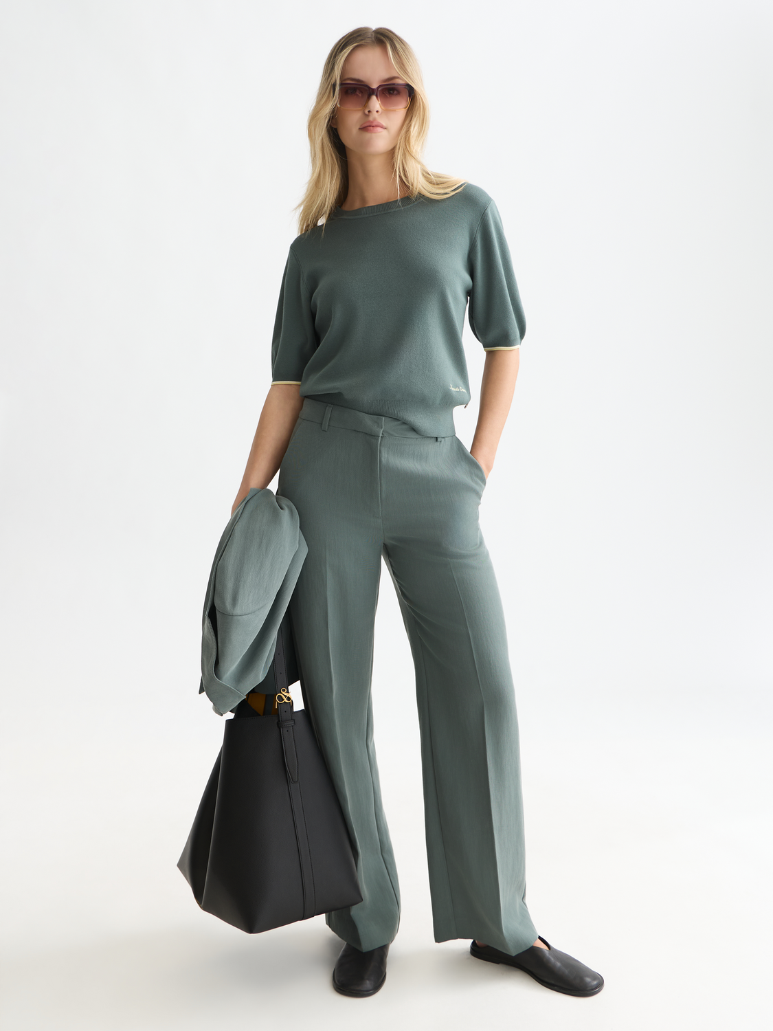 Edie - High-Rise Wide-Leg Lyocell Blend Pants