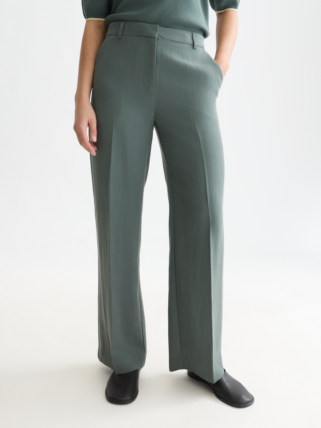 Edie - High-Rise Wide-Leg Lyocell Blend Pants